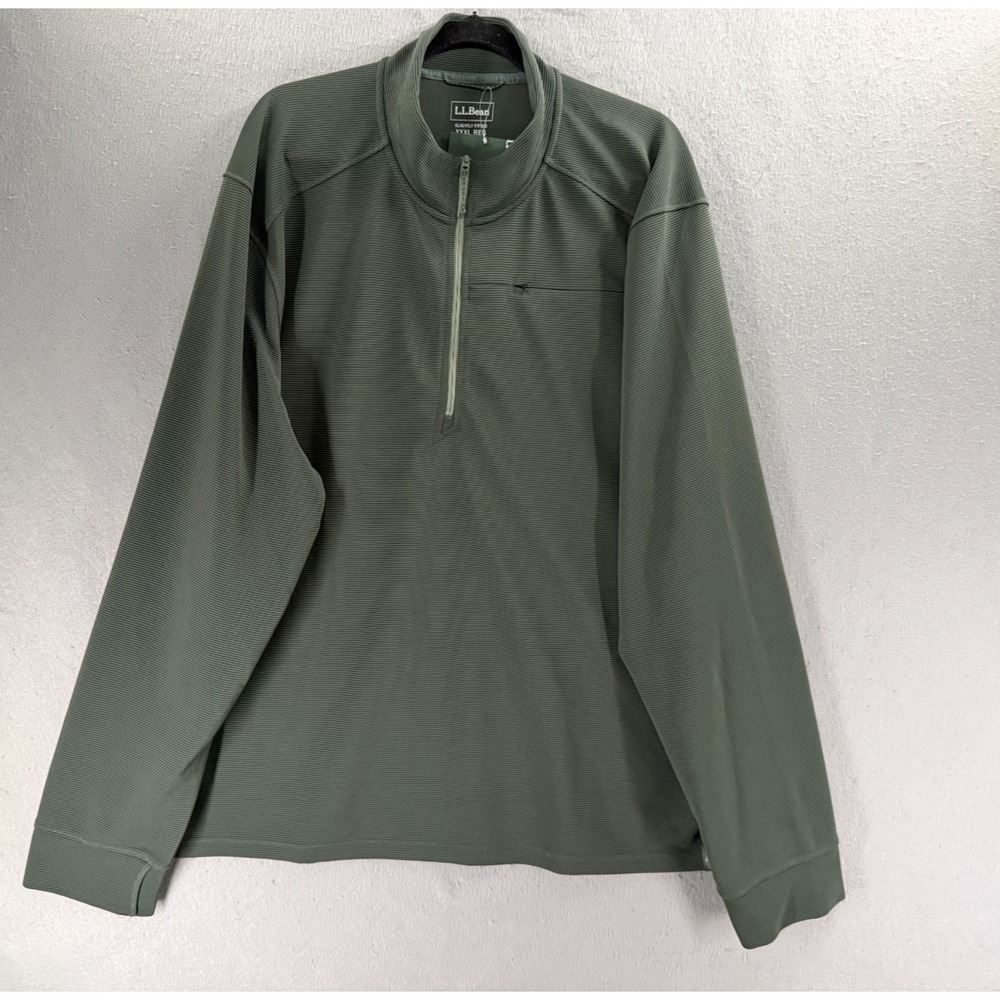 LL Bean Pullover Mens XXXL Shadow Green Venture Stretch Ottoman-Rib 1/4 Zip NWT